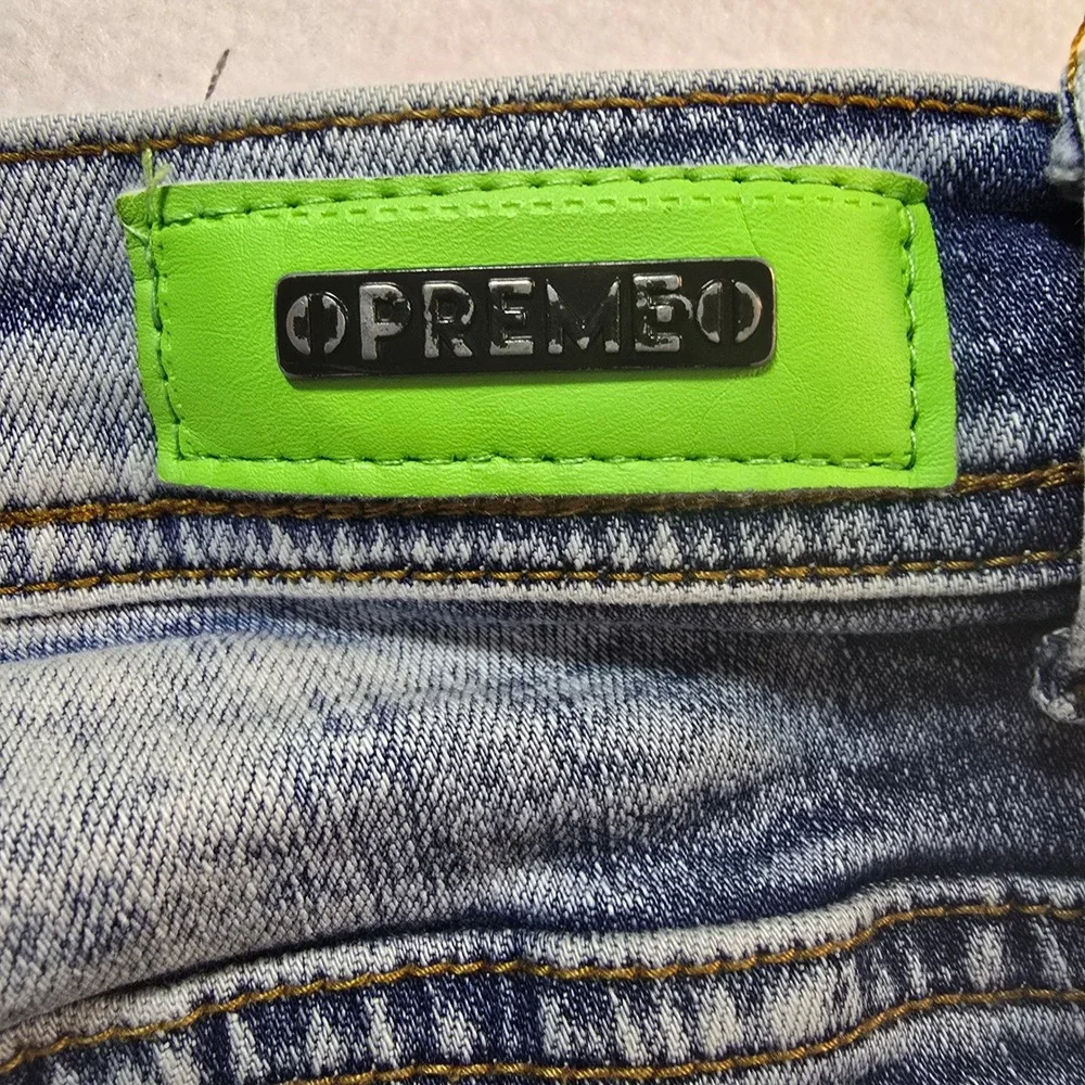 Preme Moto Biker Denim Jeans Mens Sz‎ 28x31 Skinny Distressed Stretch